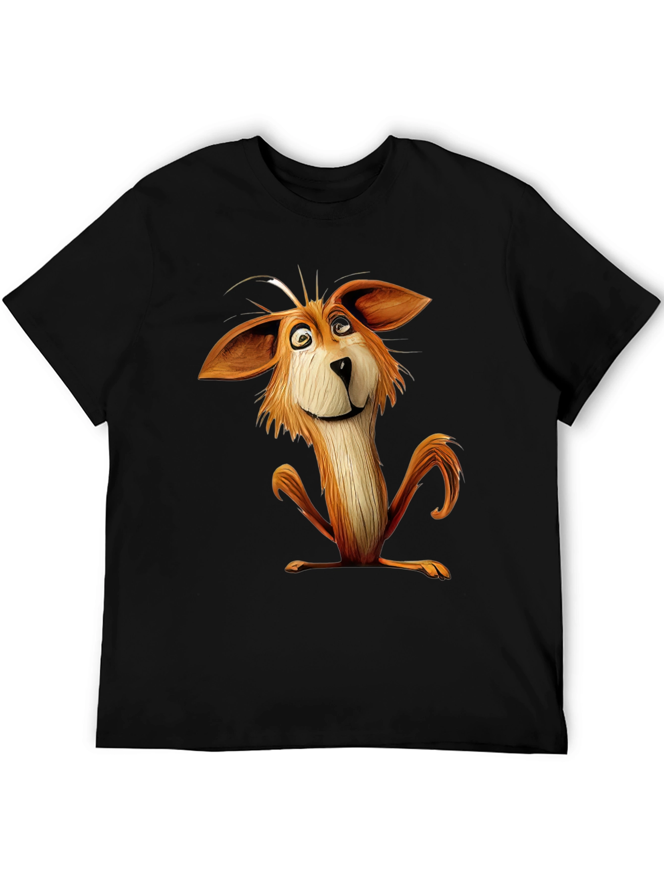 Cartoon Fox Graphic Black T-Shirt