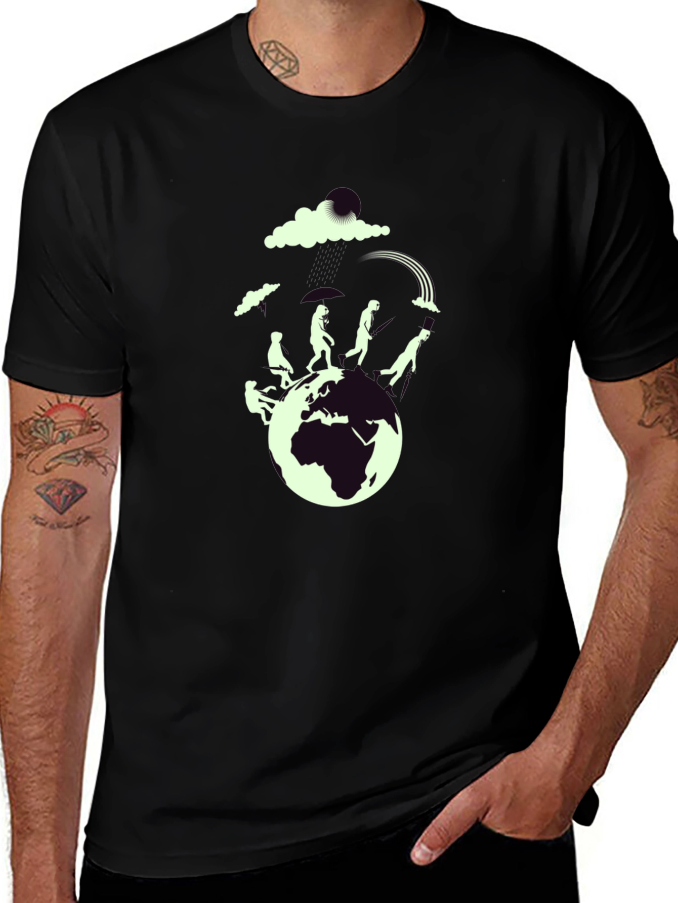 Evolution Graphic Print Black T-Shirt