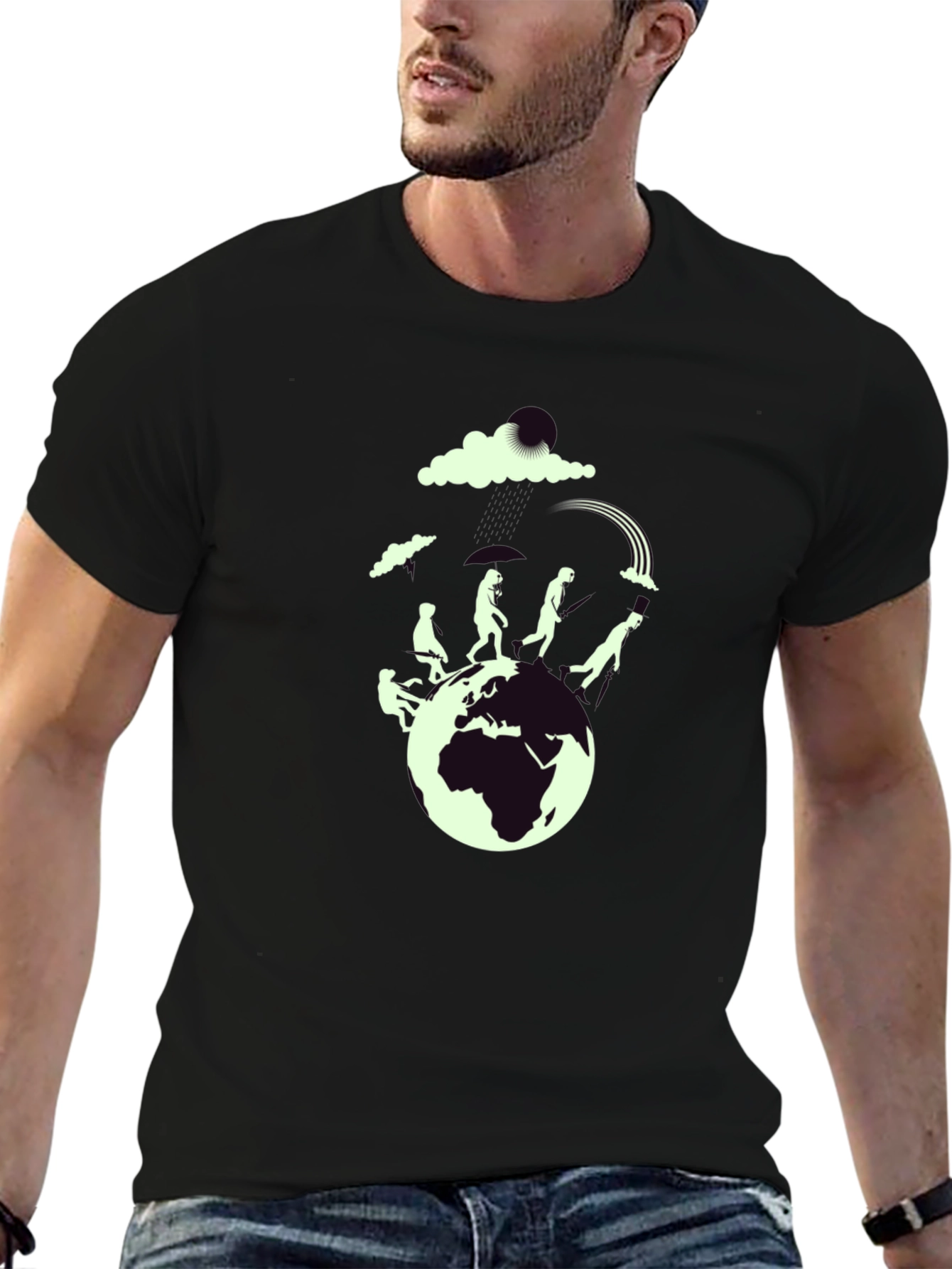 Evolution Graphic Print Black T-Shirt