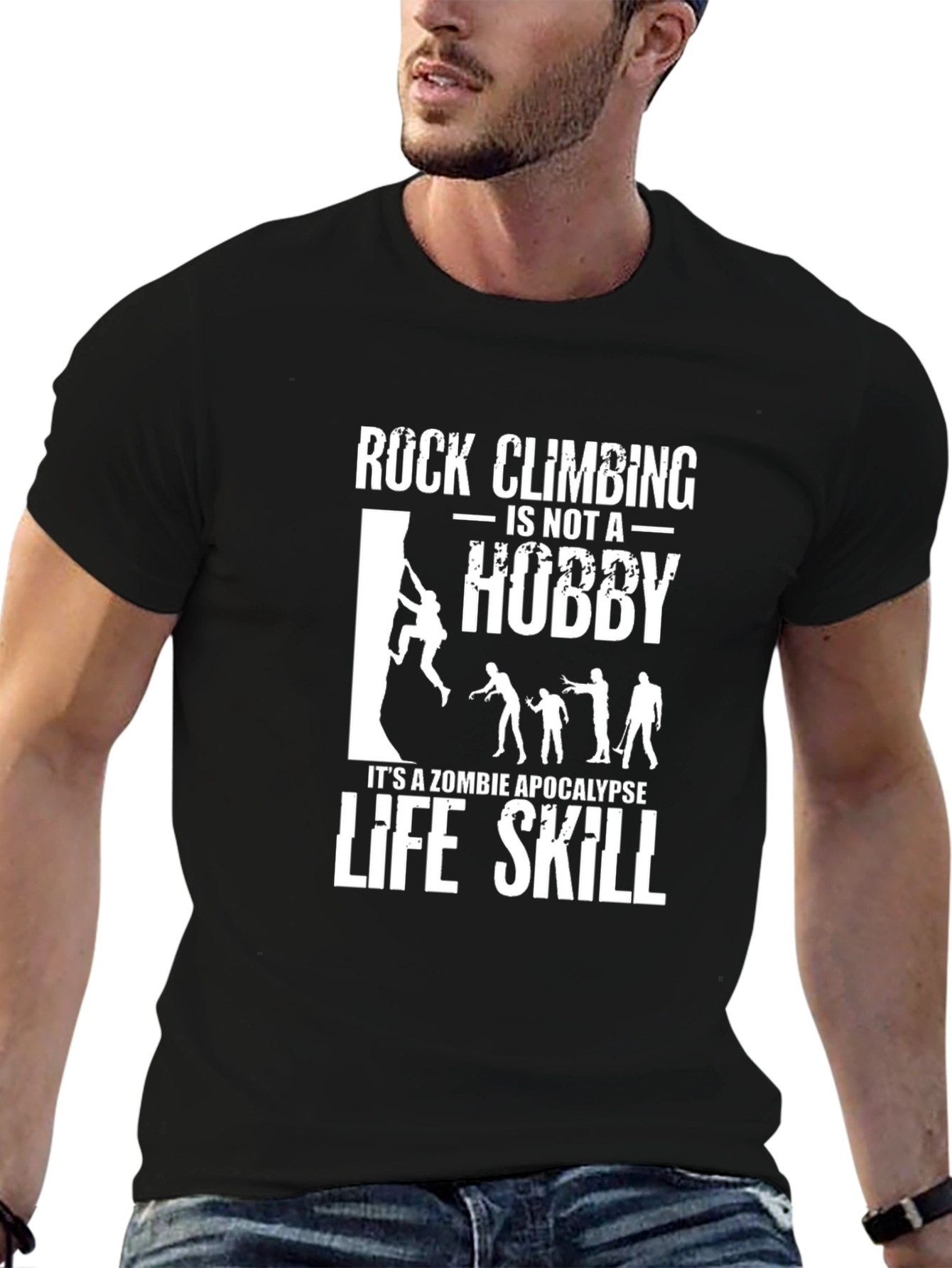 Rock Climbing Zombie Apocalypse Life Skill T-Shirt