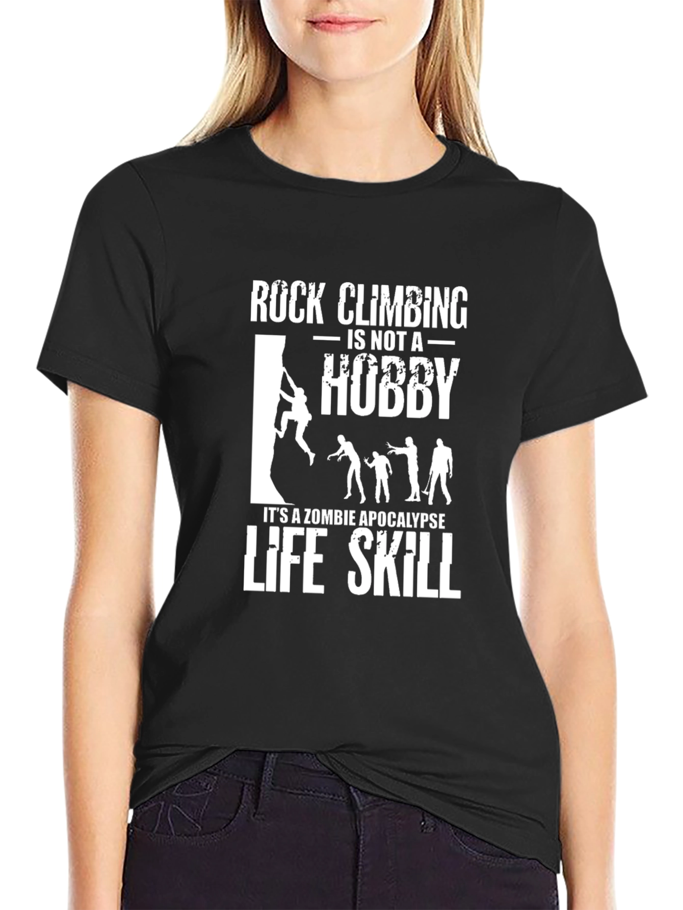 Rock Climbing Zombie Apocalypse Life Skill T-Shirt