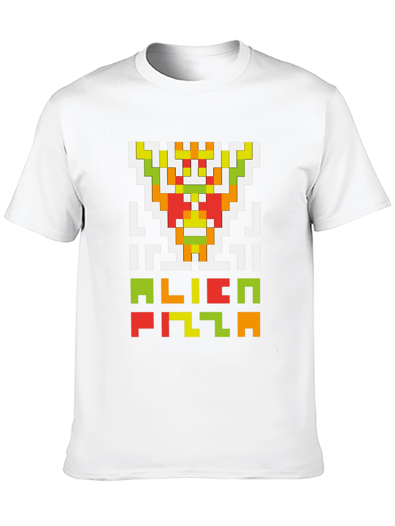 Alien Pizza Pixel Art Black T-Shirt