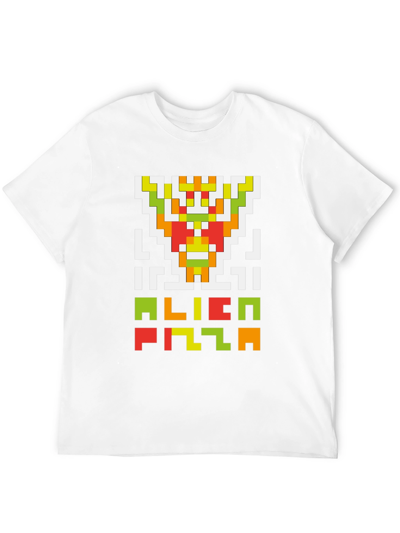 Alien Pizza Pixel Art Black T-Shirt