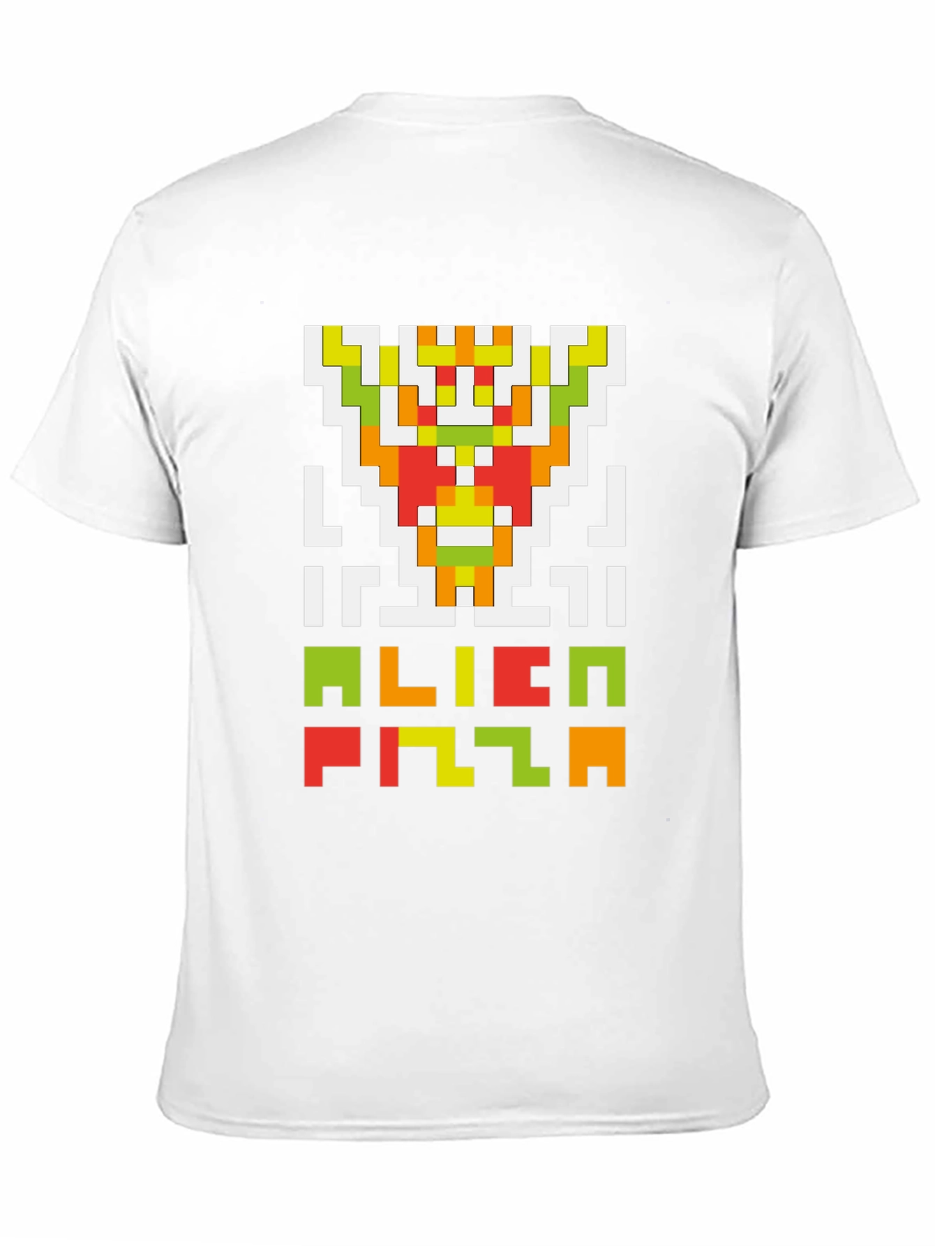 Alien Pizza Pixel Art Black T-Shirt