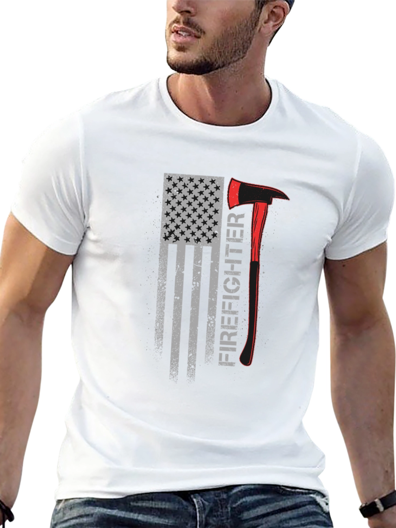 Firefighter Flag T-Shirt - Axe Design
