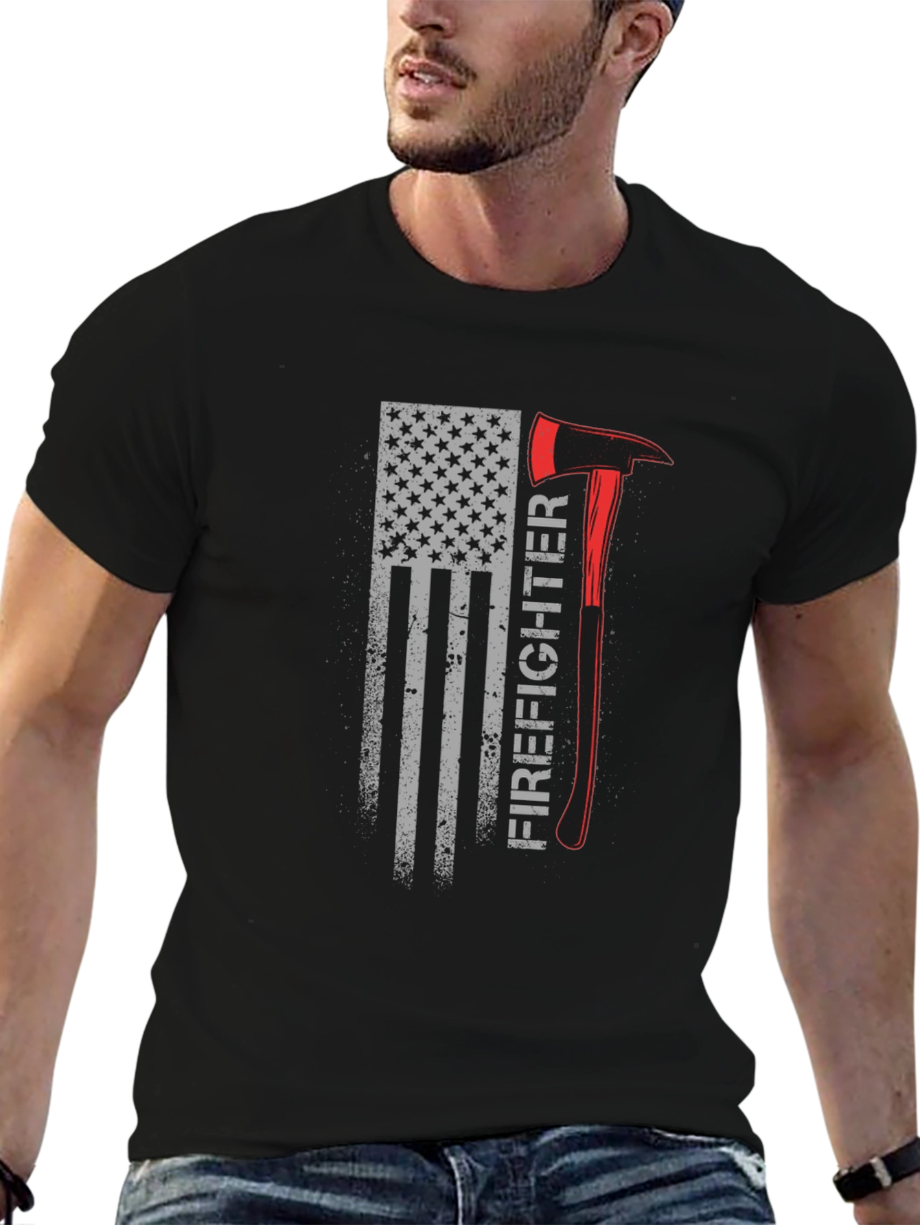 Firefighter Flag T-Shirt - Axe Design