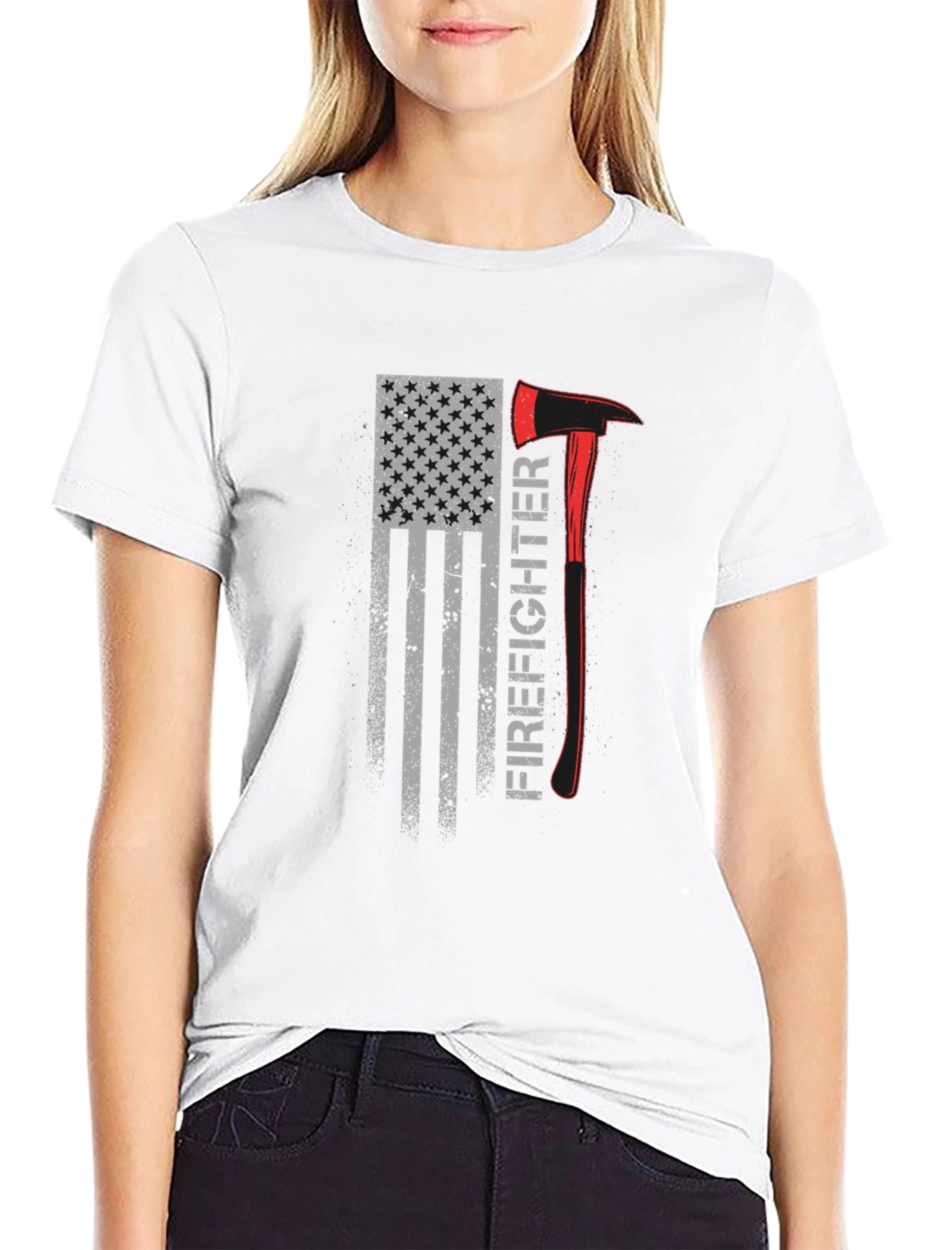 Firefighter Flag T-Shirt - Axe Design