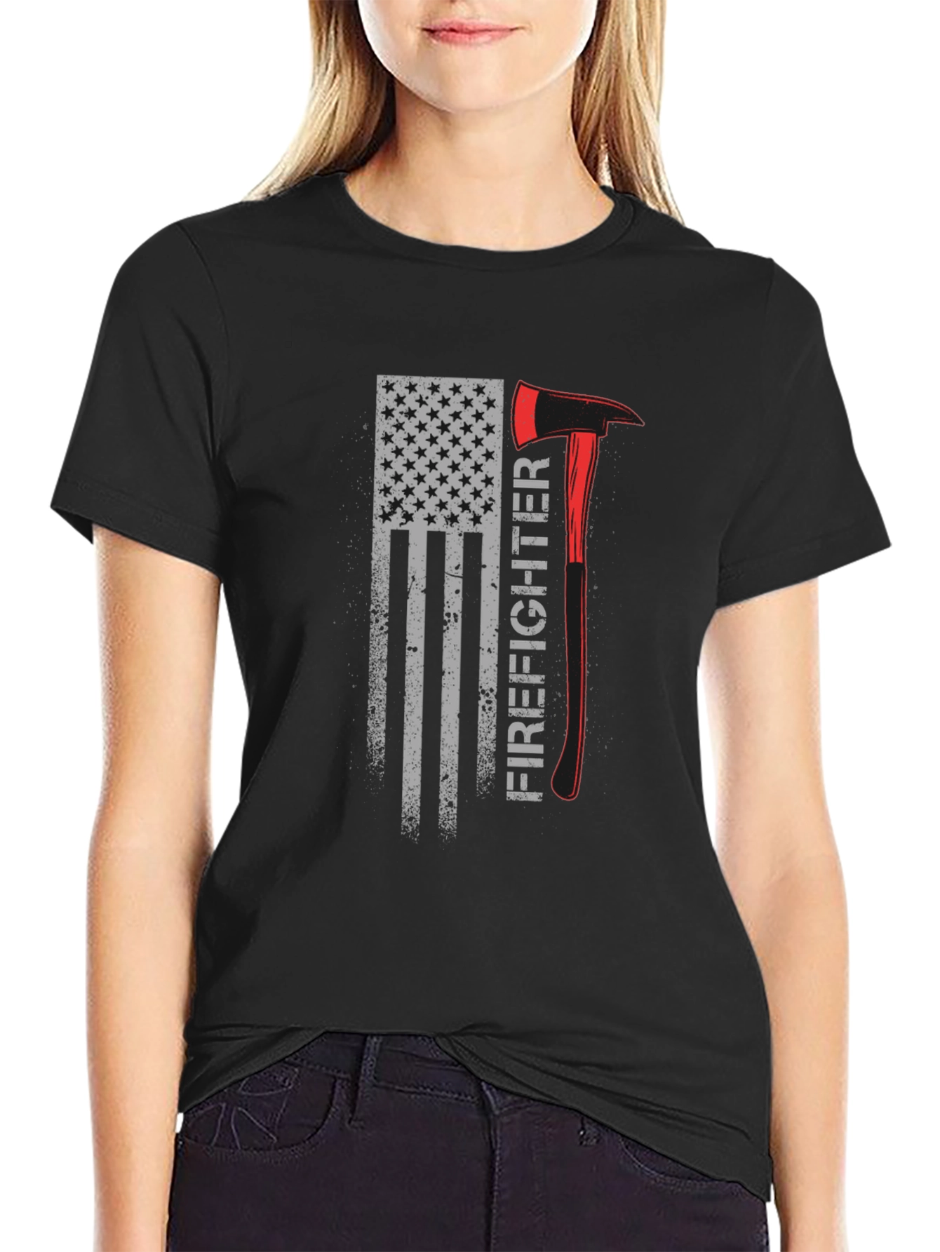 Firefighter Flag T-Shirt - Axe Design