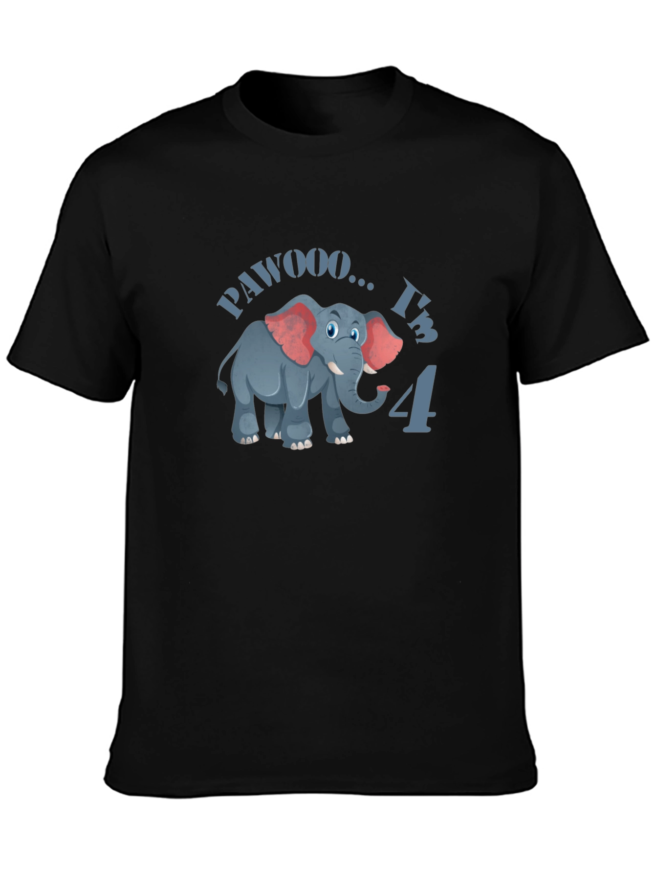 Cute PAWOOO Im 4 Elephant Birthday T-Shirt