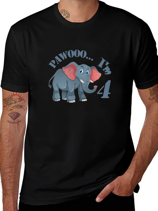 Cute PAWOOO Im 4 Elephant Birthday T-Shirt
