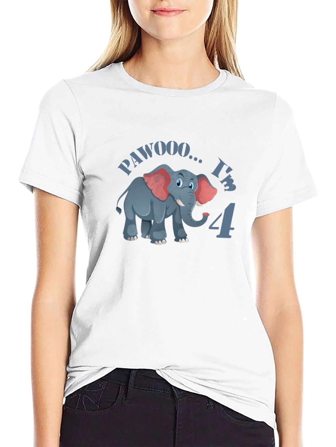 Cute PAWOOO Im 4 Elephant Birthday T-Shirt