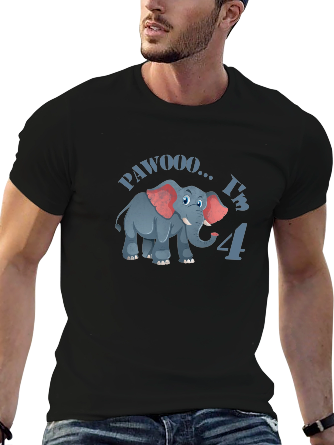 Cute PAWOOO Im 4 Elephant Birthday T-Shirt