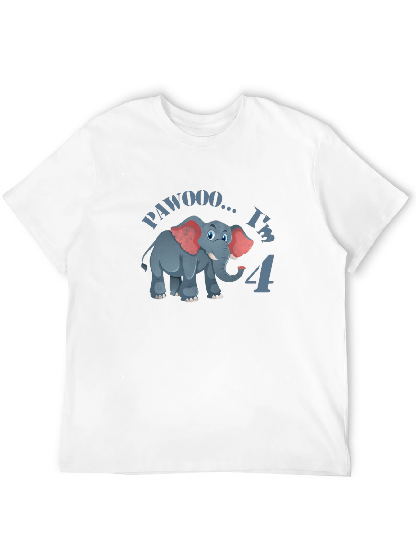 Cute PAWOOO Im 4 Elephant Birthday T-Shirt