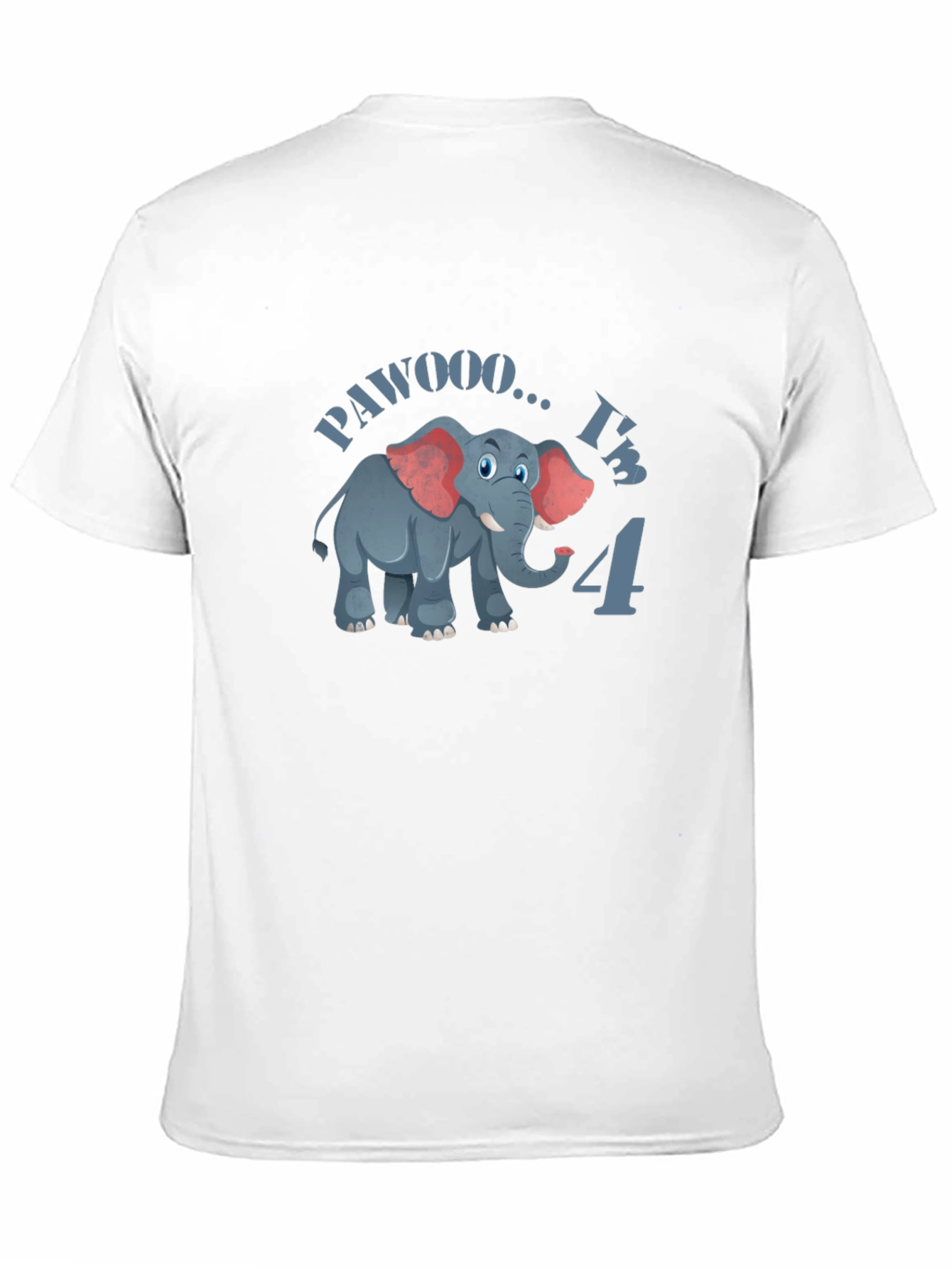 Cute PAWOOO Im 4 Elephant Birthday T-Shirt