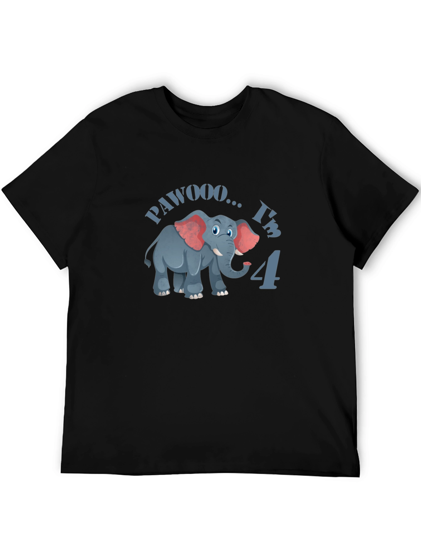 Cute PAWOOO Im 4 Elephant Birthday T-Shirt
