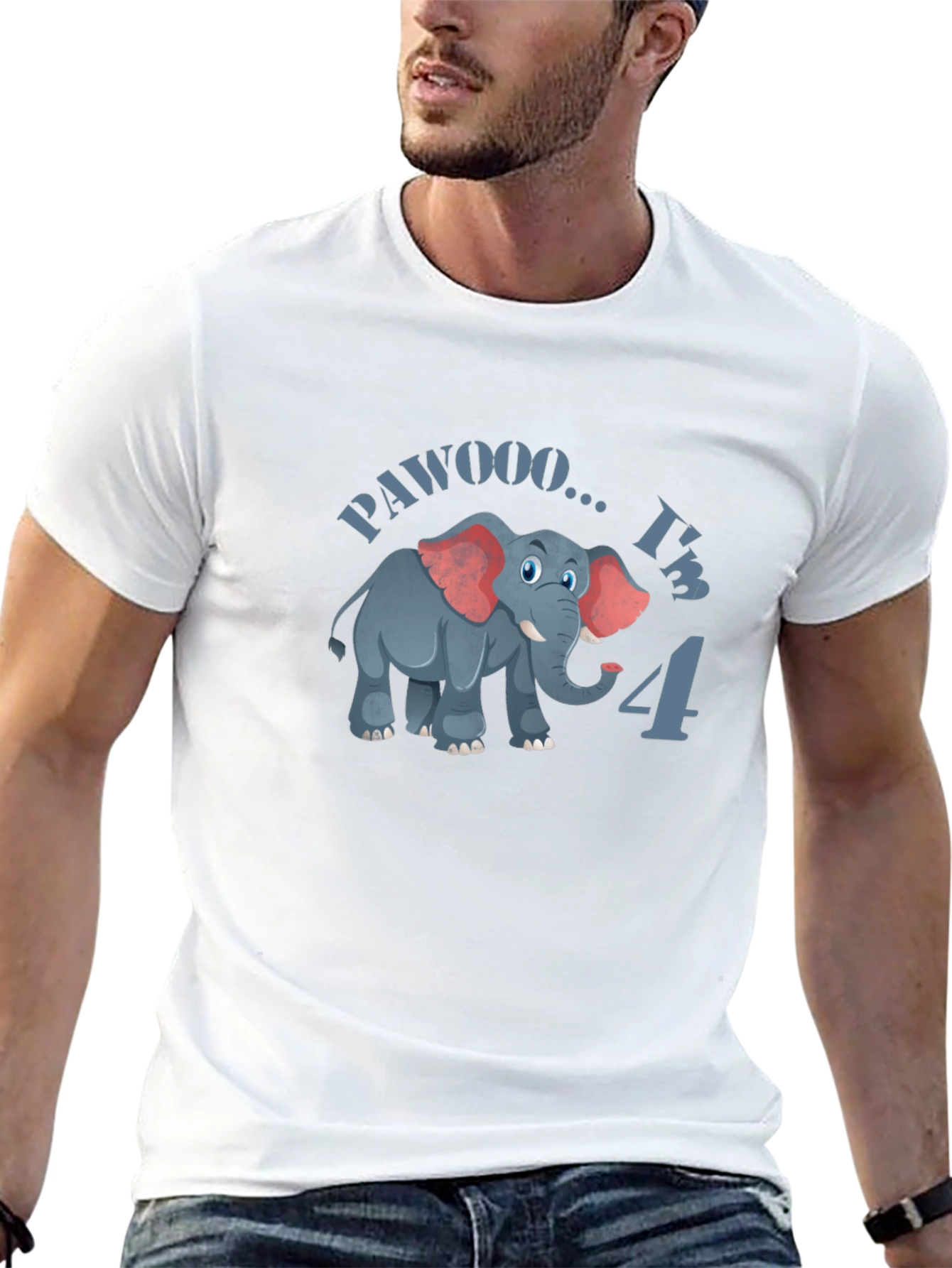 Cute PAWOOO Im 4 Elephant Birthday T-Shirt