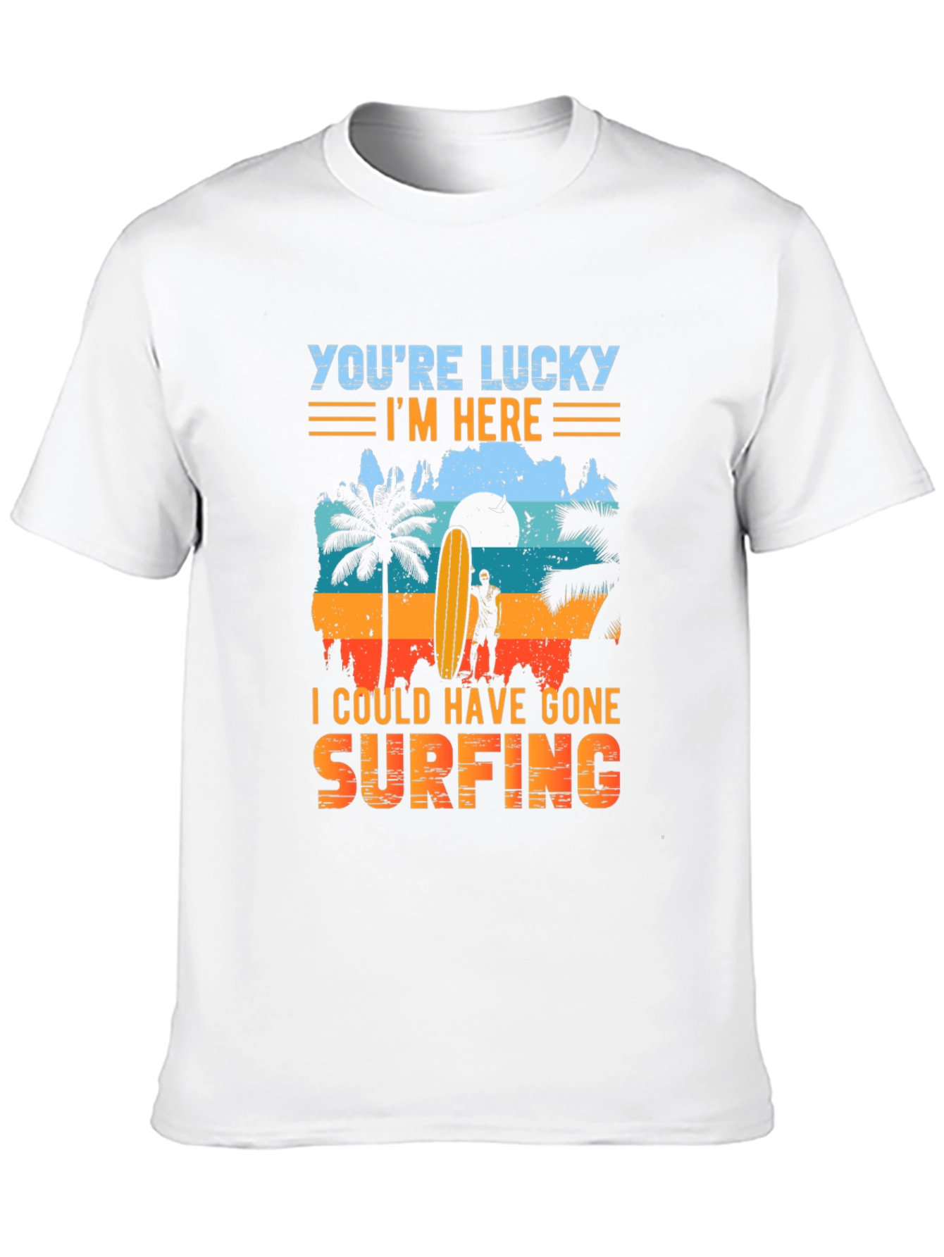 Lucky Im Here Surfing Graphic Tee