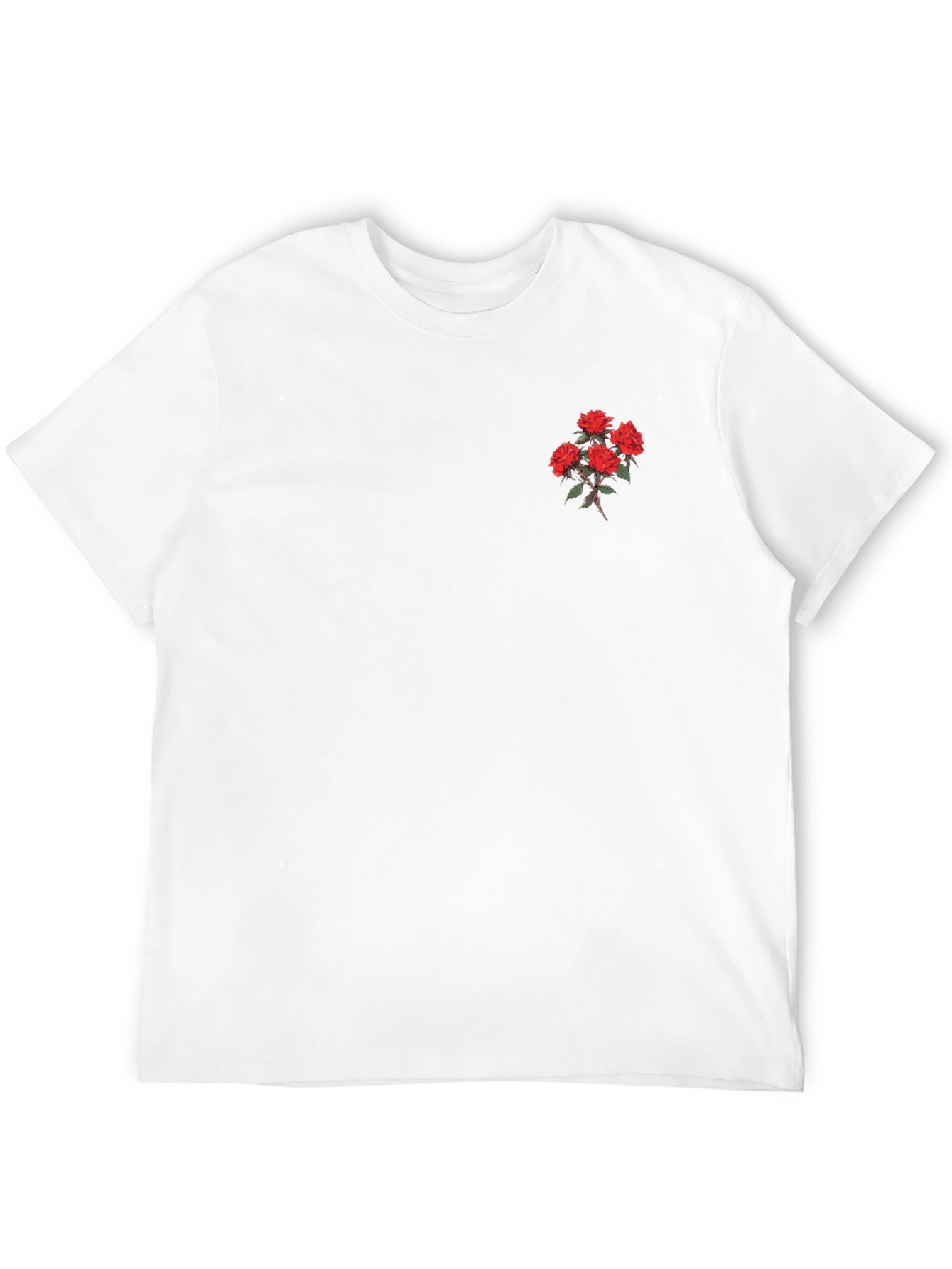 Black T-Shirt with Embroidered Rose Detail