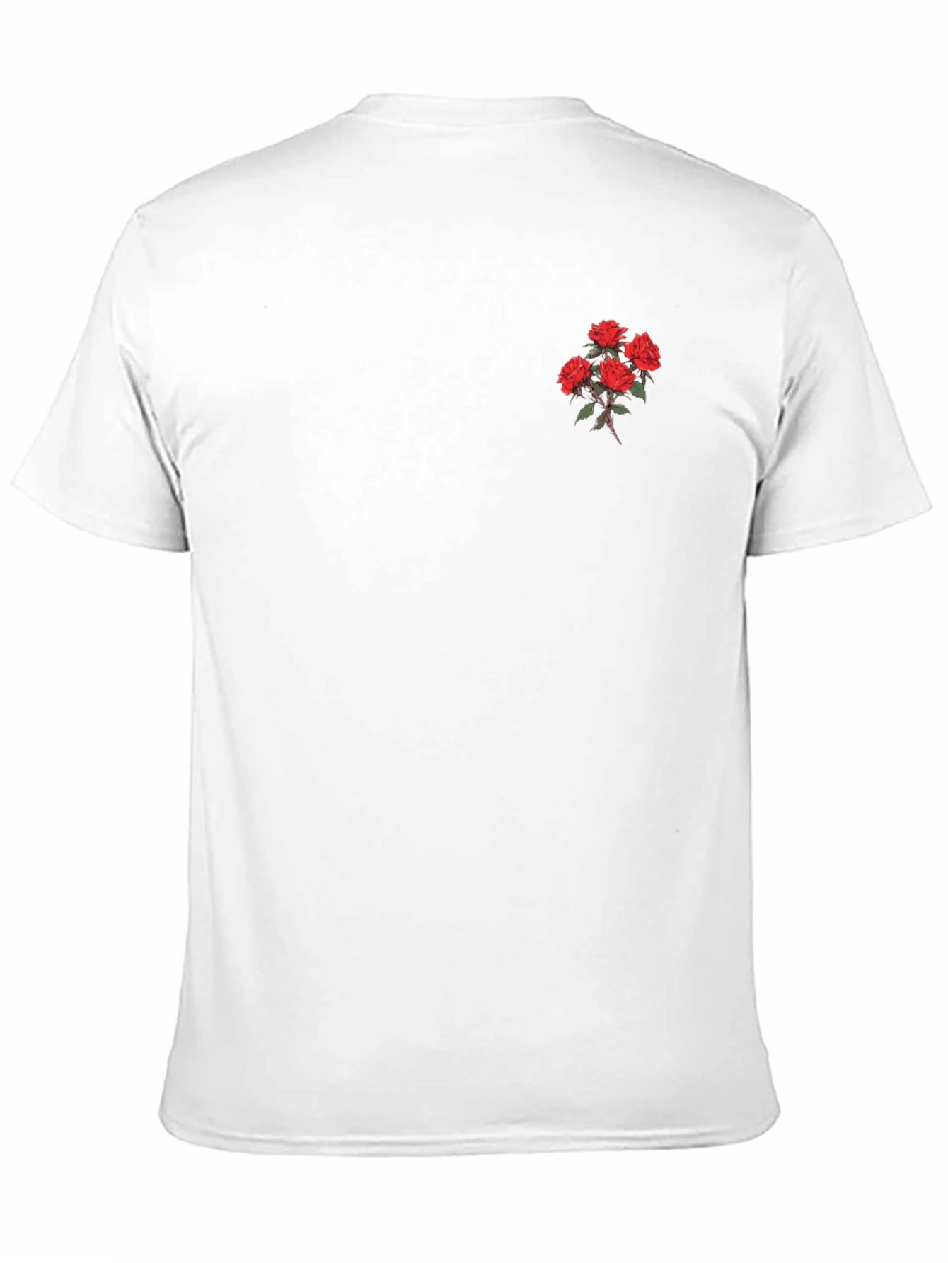 Black T-Shirt with Embroidered Rose Detail
