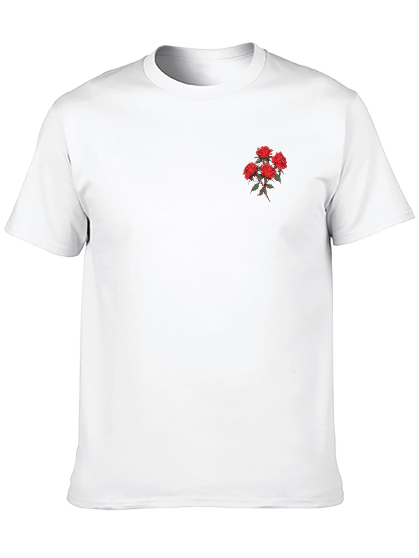 Black T-Shirt with Embroidered Rose Detail