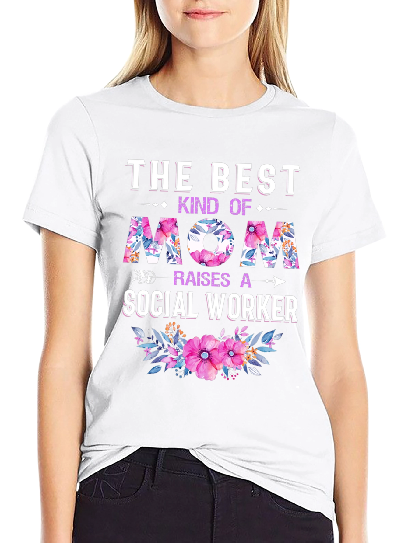 Best Mom Social Worker Floral T-Shirt