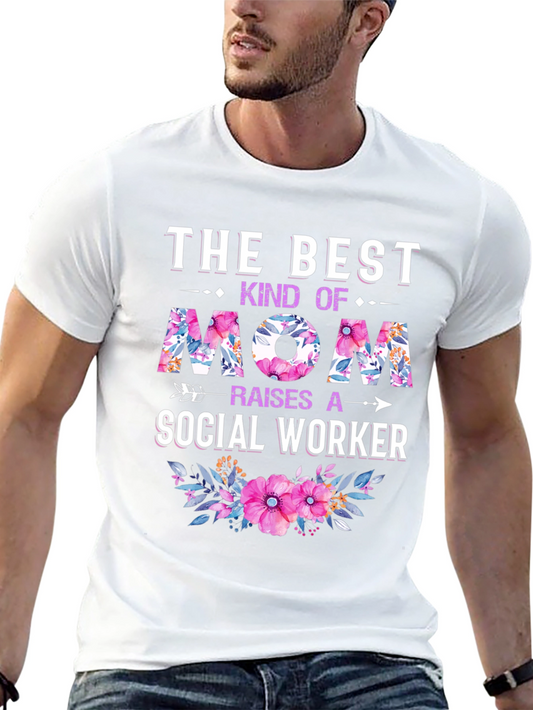 Best Mom Social Worker Floral T-Shirt