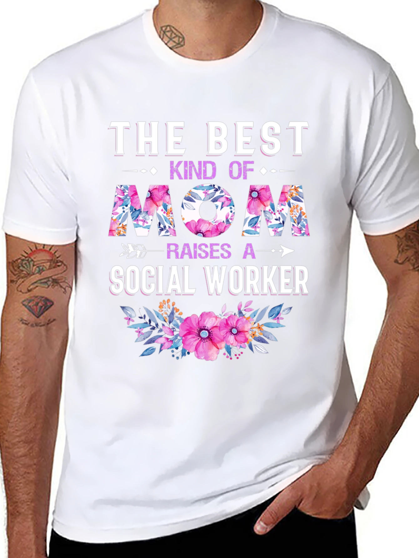 Best Mom Social Worker Floral T-Shirt