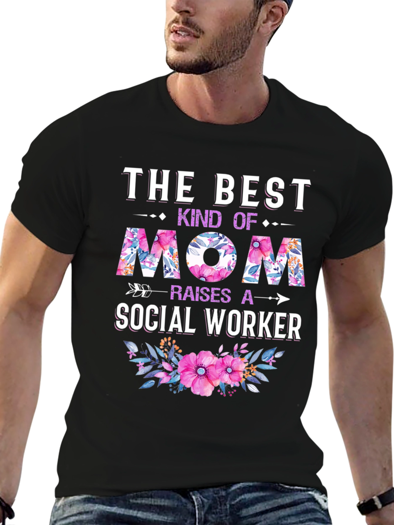 Best Mom Social Worker Floral T-Shirt