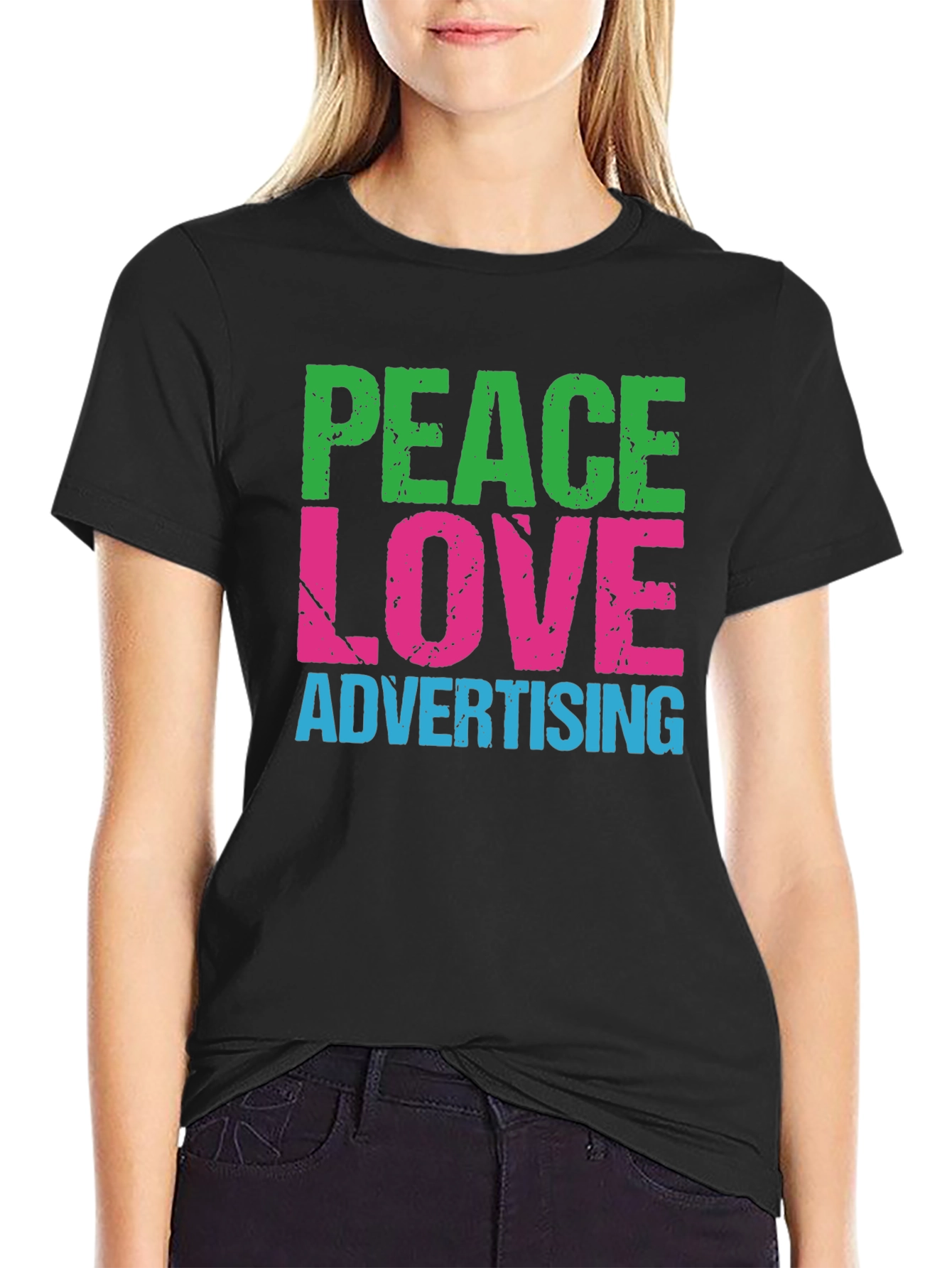 Peace Love Advertising T-Shirt - Black