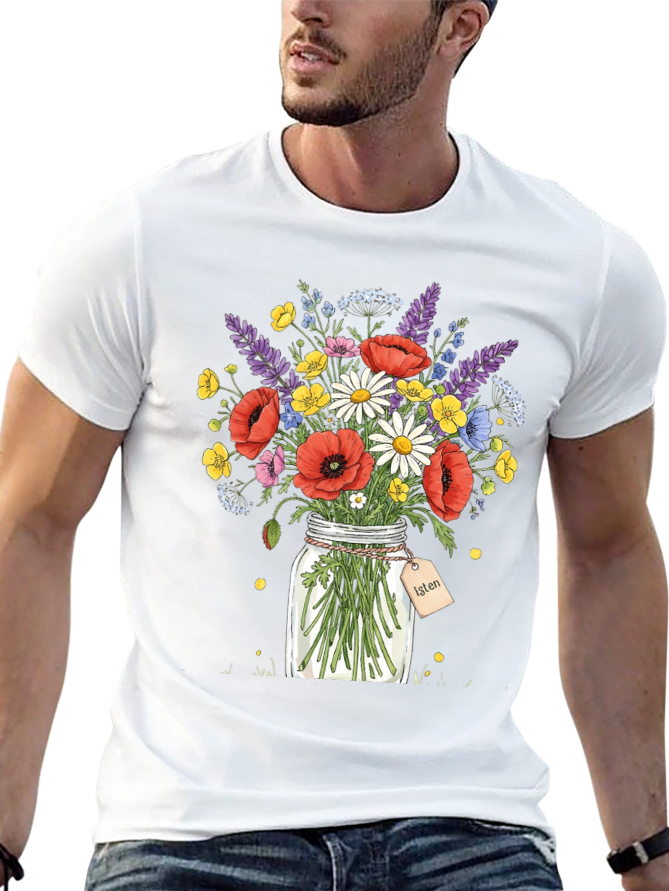 Floral Bouquet Jar Graphic T-Shirt