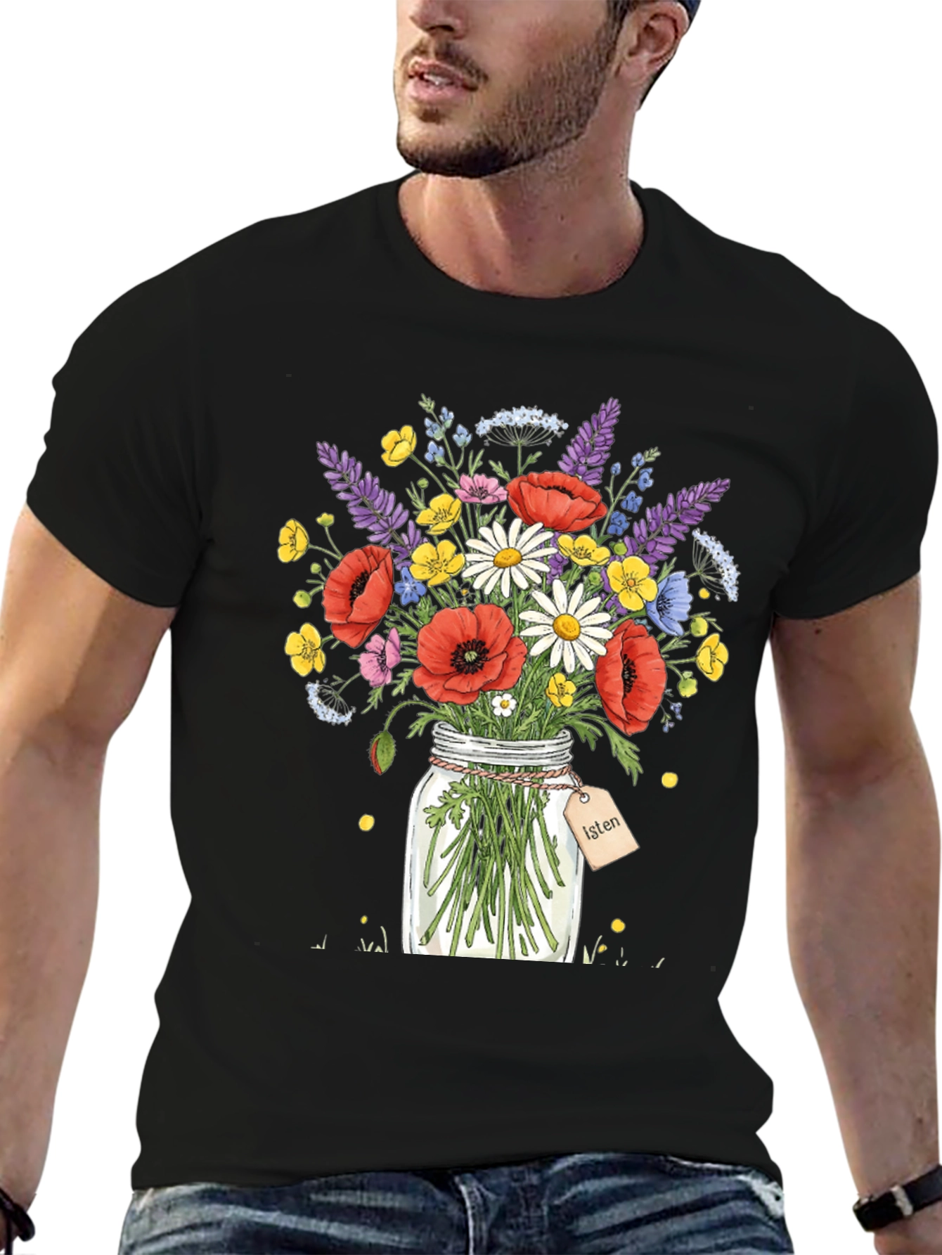 Floral Bouquet Jar Graphic T-Shirt
