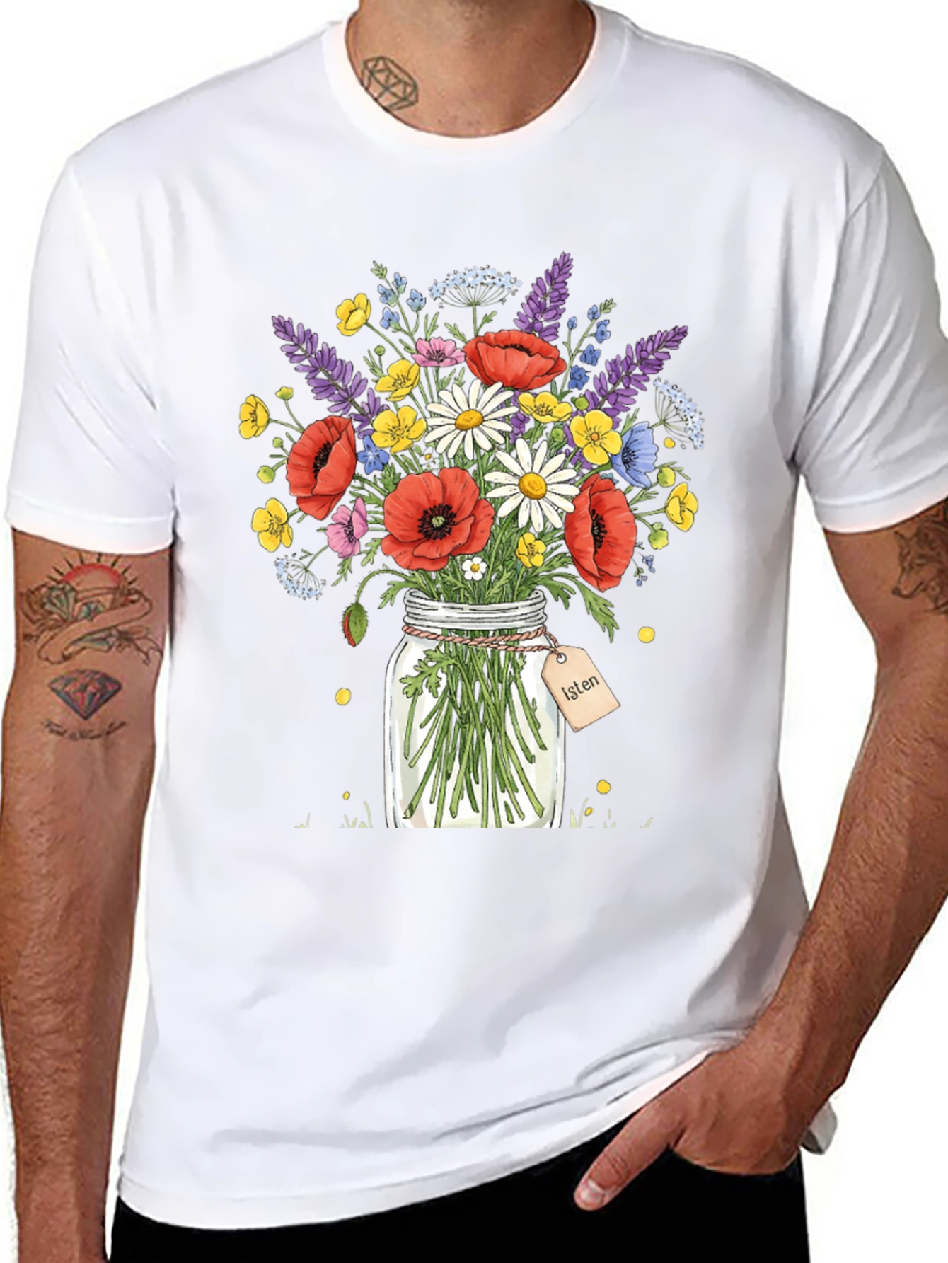 Floral Bouquet Jar Graphic T-Shirt