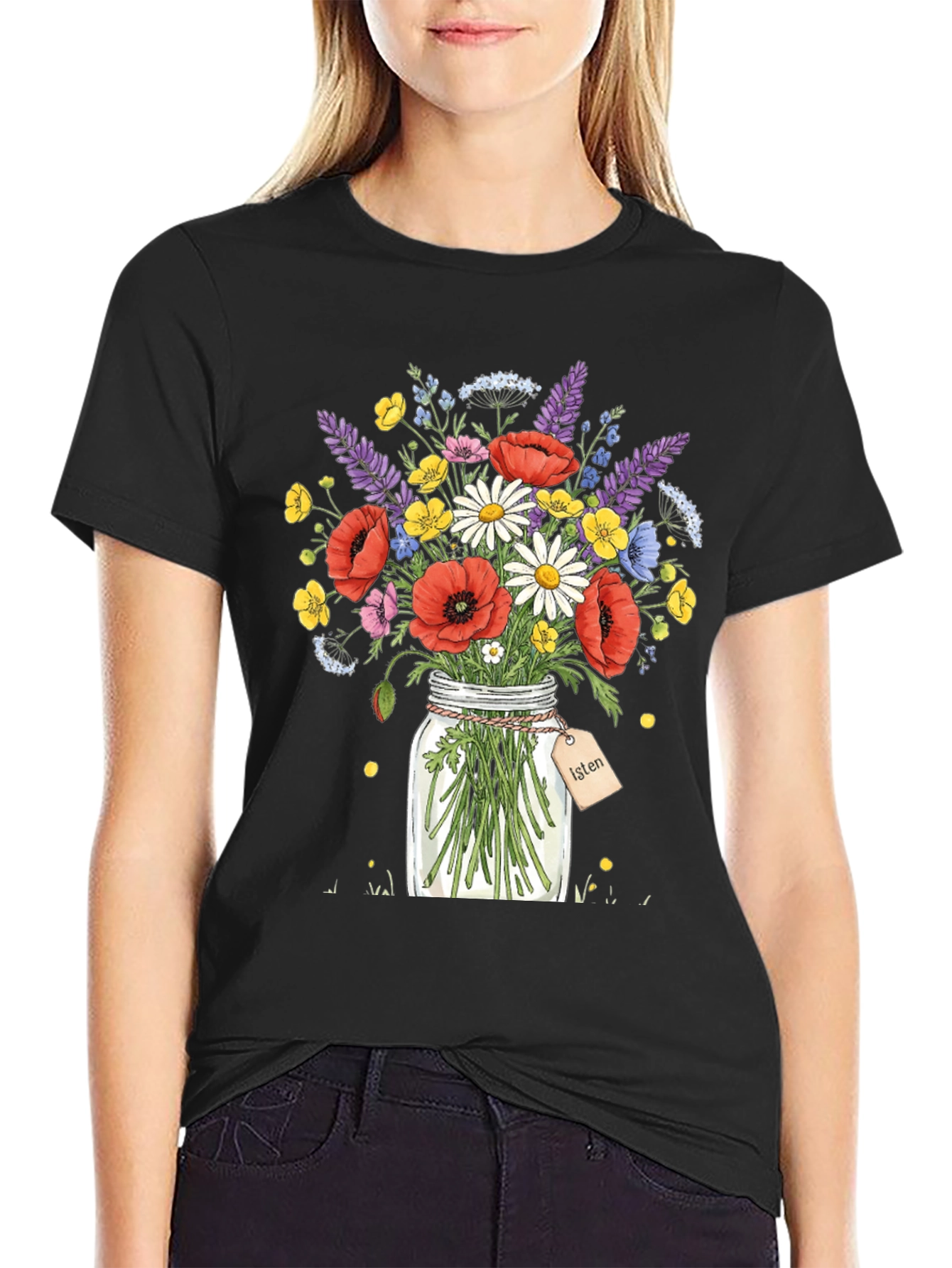 Floral Bouquet Jar Graphic T-Shirt