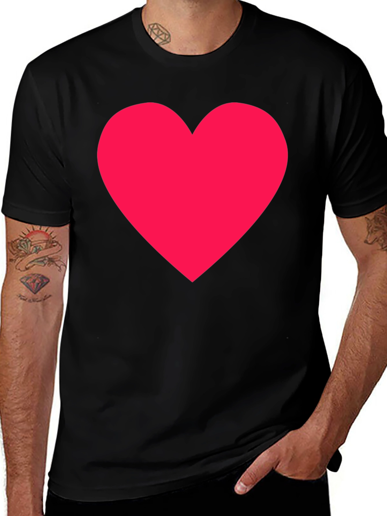 Black T-Shirt with Red Heart
