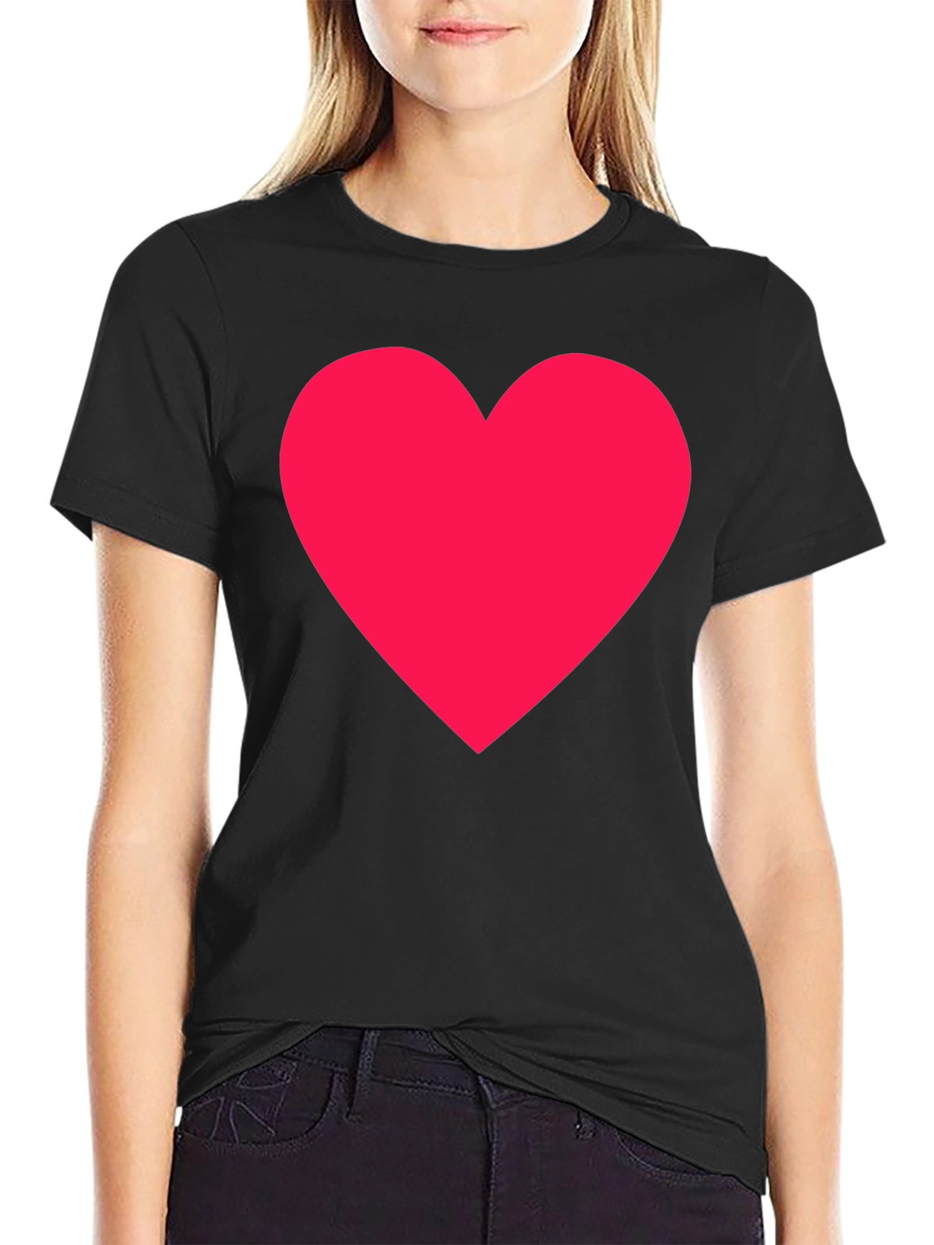 Black T-Shirt with Red Heart