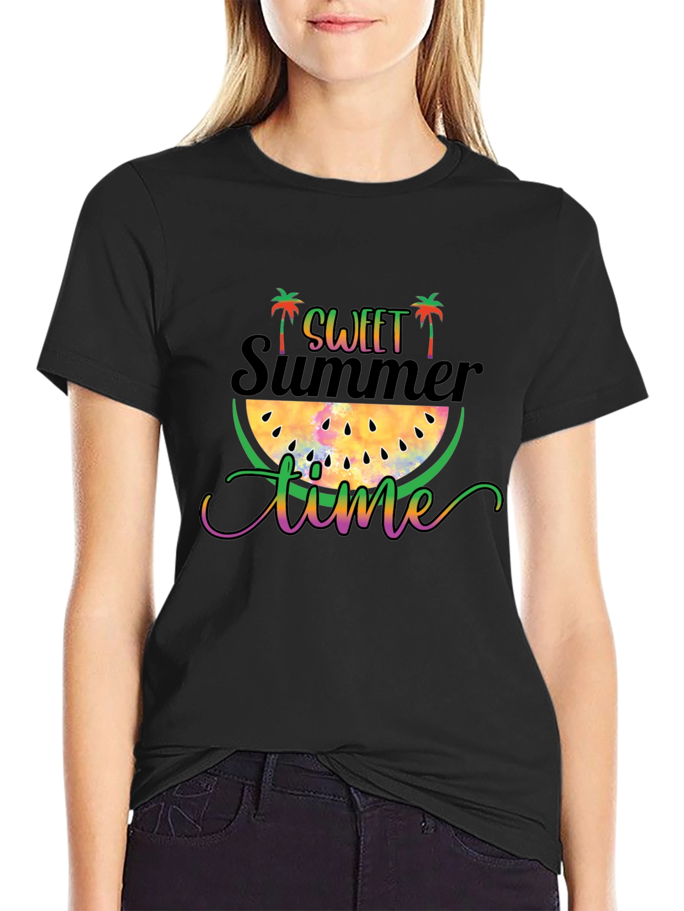 Sweet Summer Time Graphic T-Shirt - Black