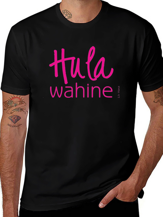 Hula Wahine Graphic Tee - Casual Black T-Shirt
