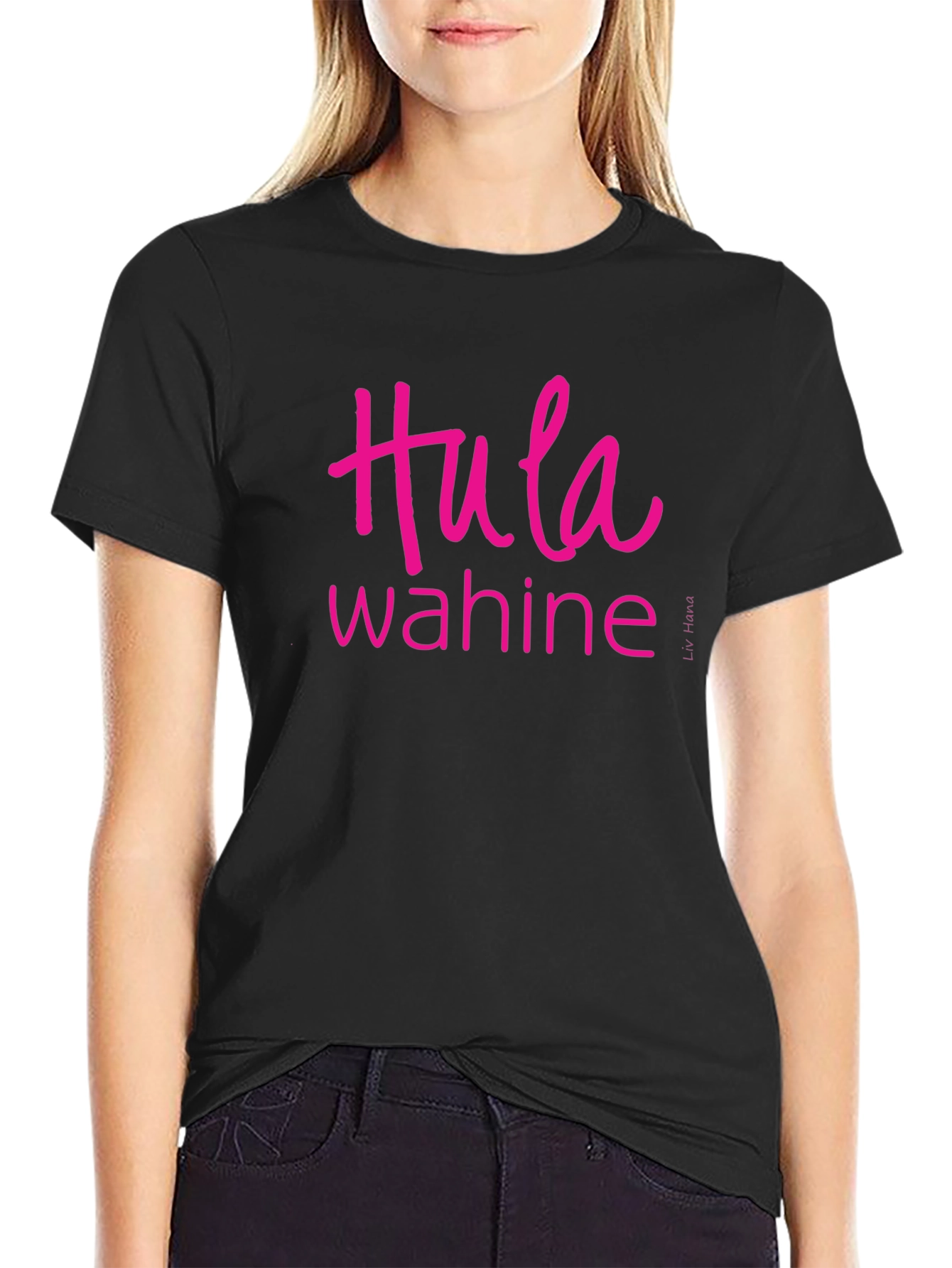 Hula Wahine Graphic Tee - Casual Black T-Shirt