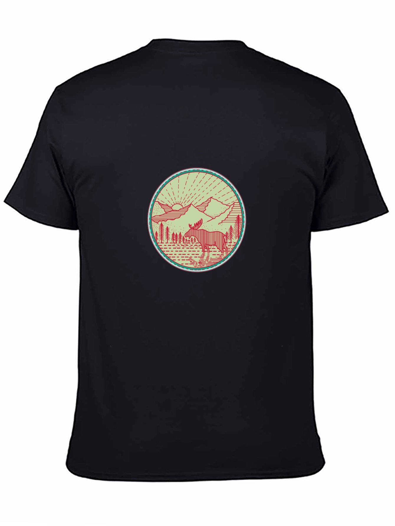 Nature Moose Graphic Tee - Black