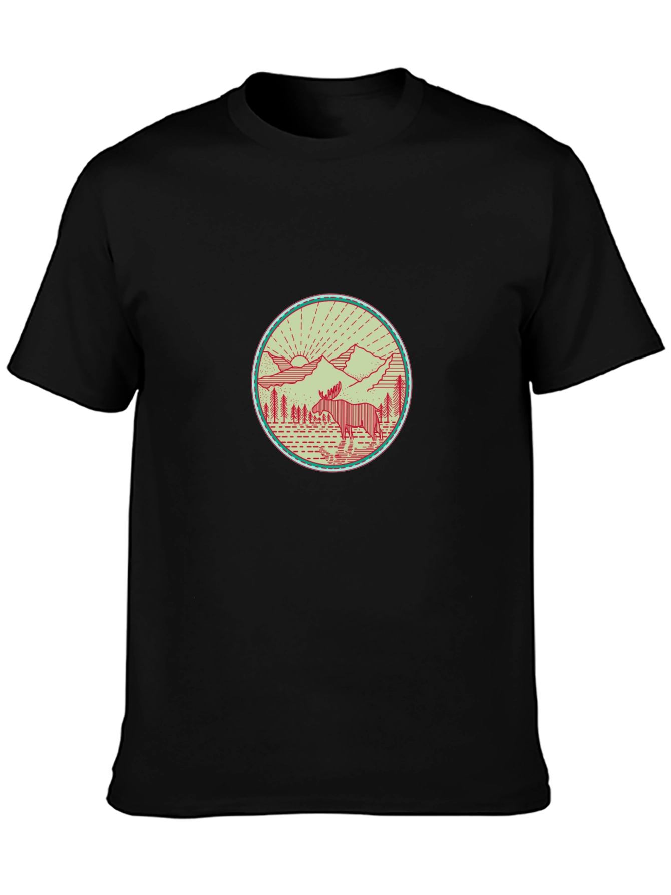 Nature Moose Graphic Tee - Black