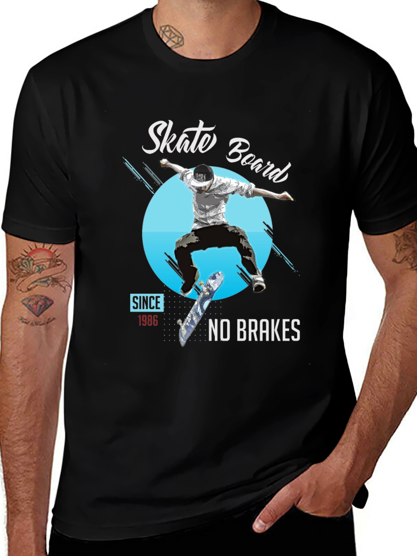 Skate Board No Brakes Graphic T-Shirt