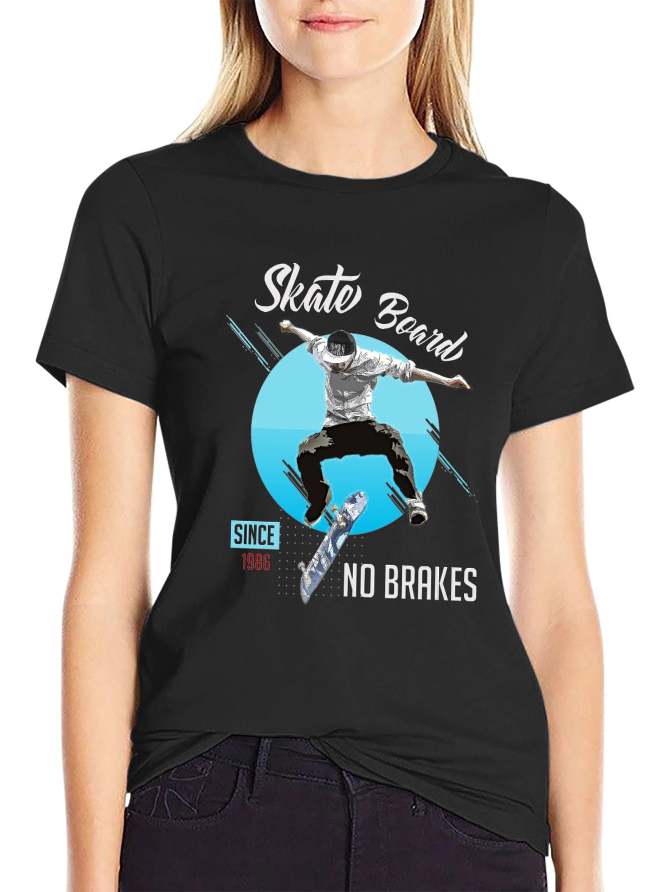 Skate Board No Brakes Graphic T-Shirt