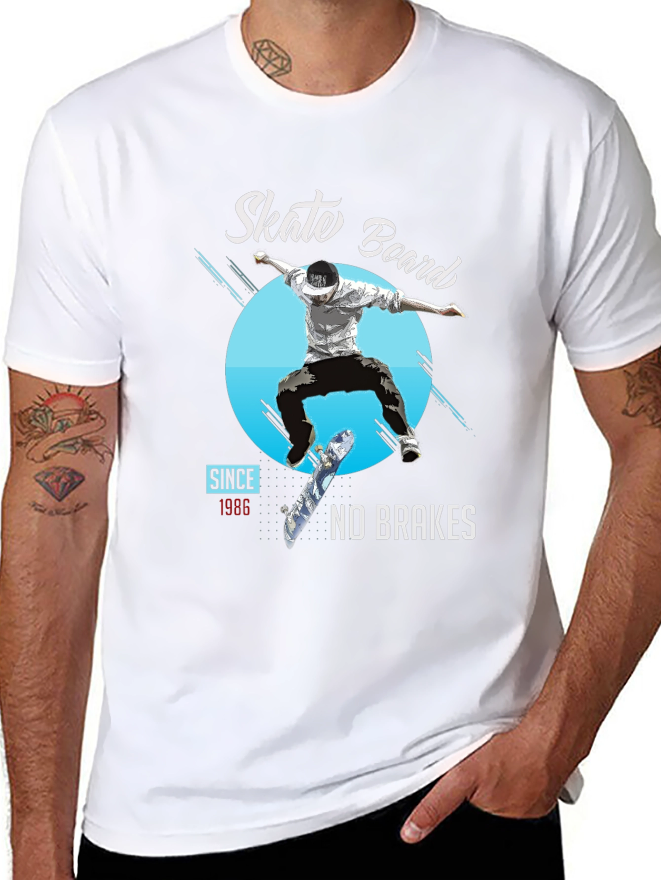 Skate Board No Brakes Graphic T-Shirt