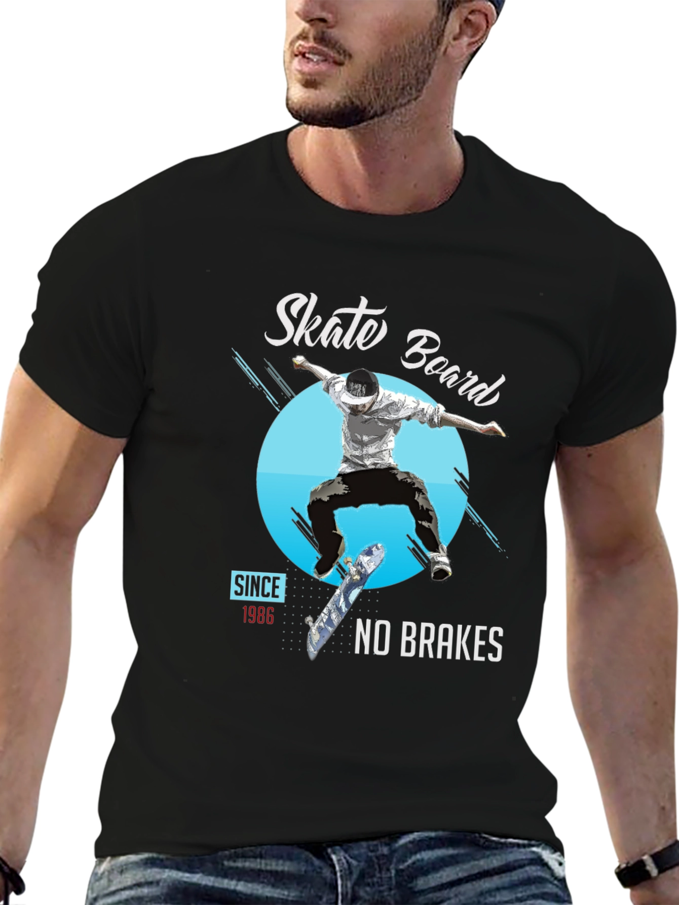 Skate Board No Brakes Graphic T-Shirt
