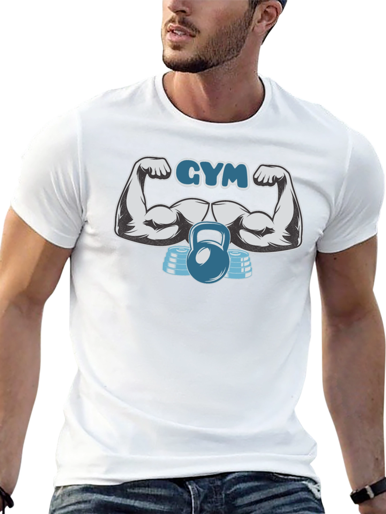 GYM Motivation T-Shirt - Strong Arm Kettlebell Design