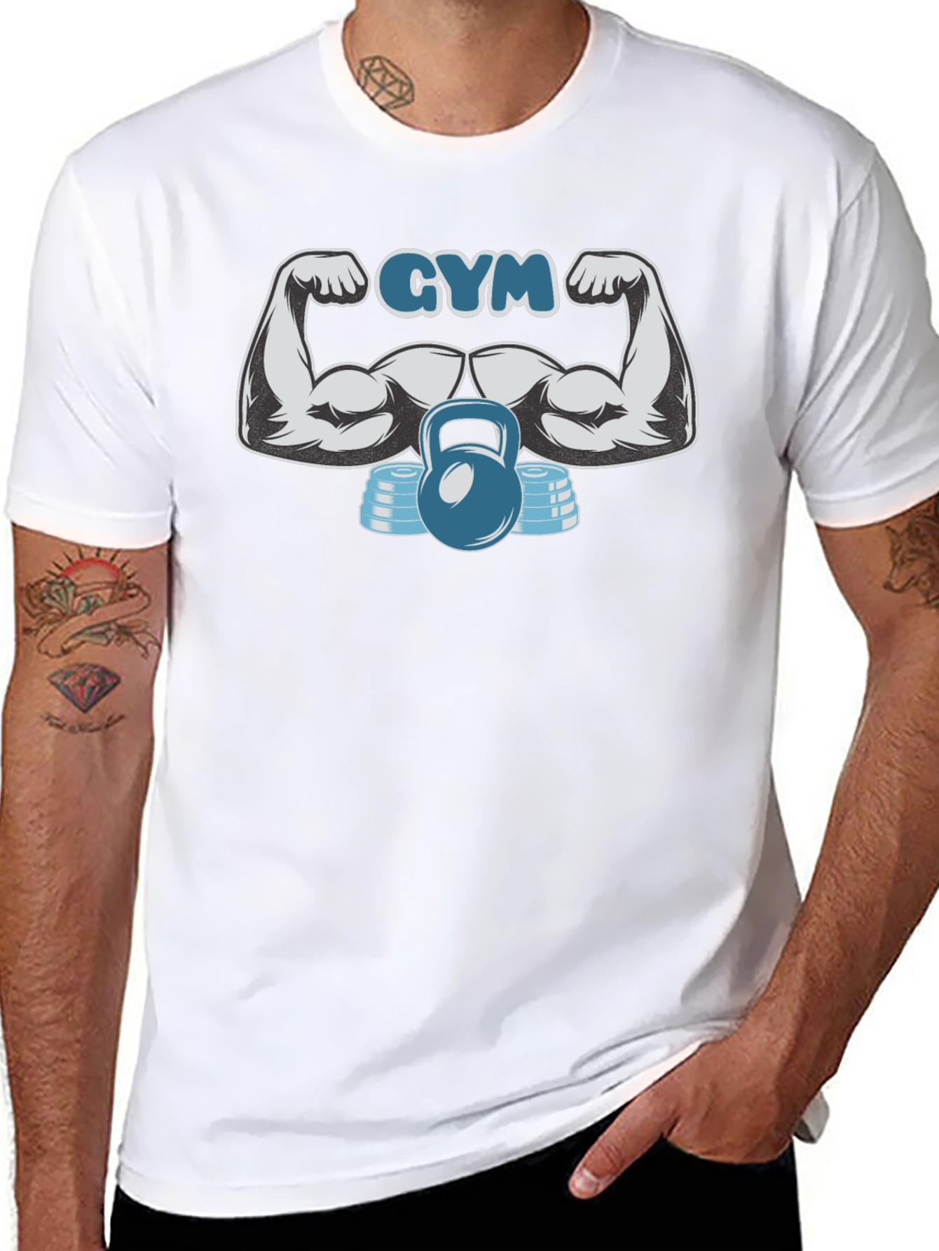 GYM Motivation T-Shirt - Strong Arm Kettlebell Design