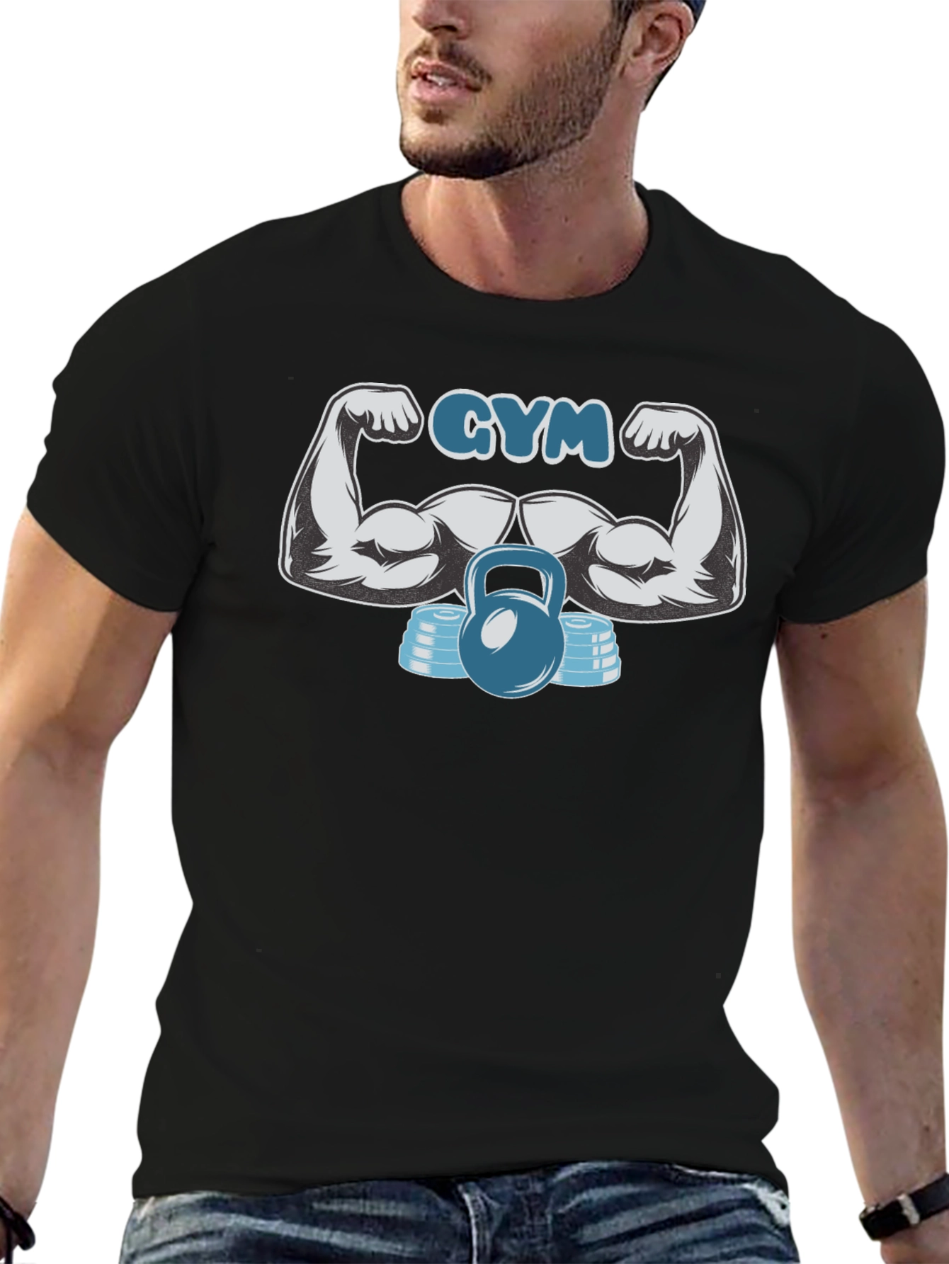 GYM Motivation T-Shirt - Strong Arm Kettlebell Design