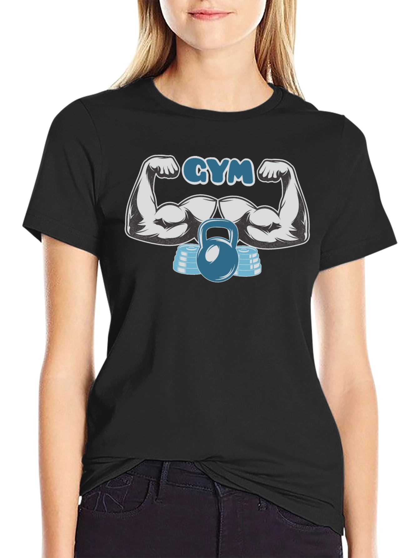 GYM Motivation T-Shirt - Strong Arm Kettlebell Design