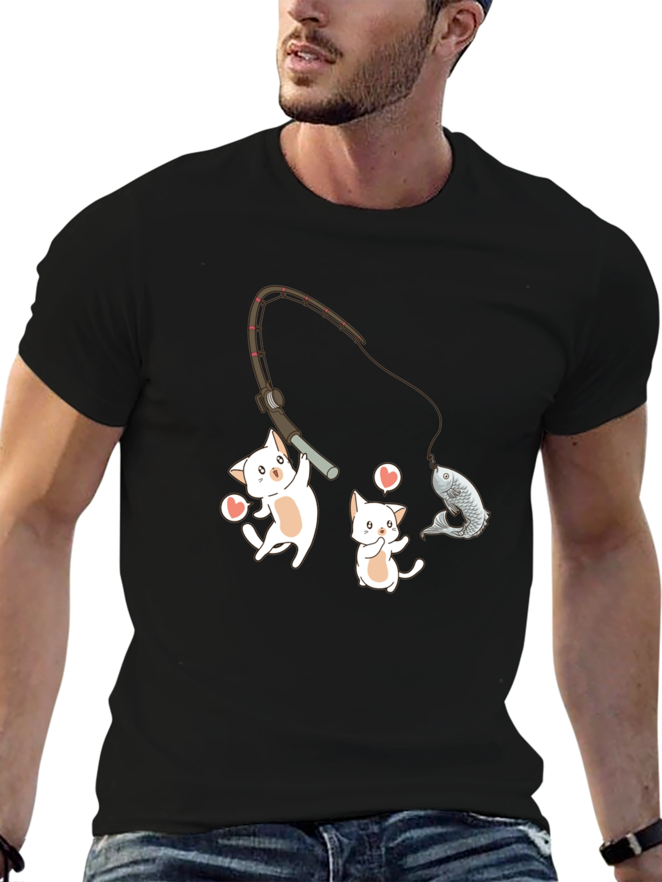 Kitten Fishing Graphic Tee