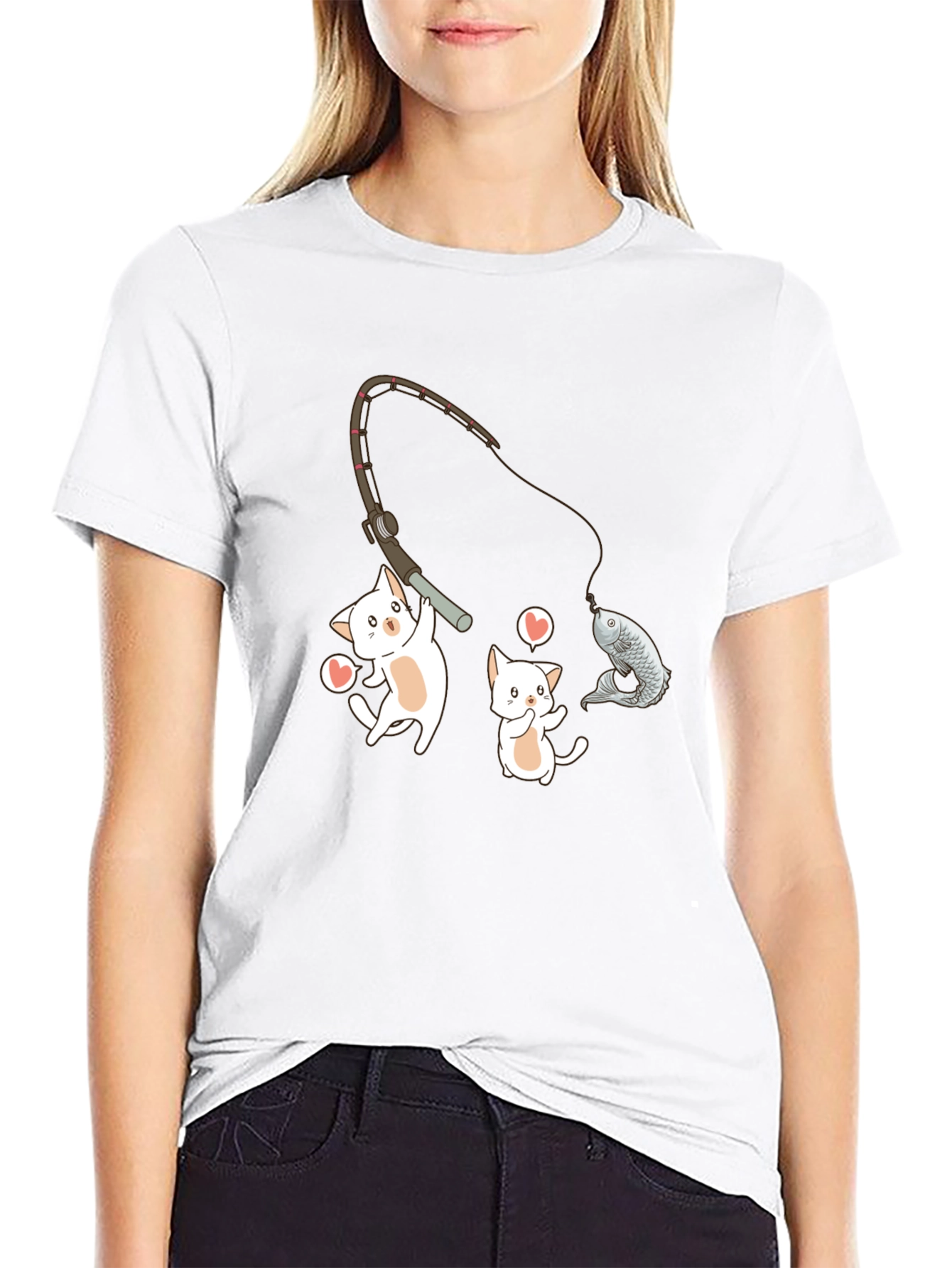 Kitten Fishing Graphic Tee